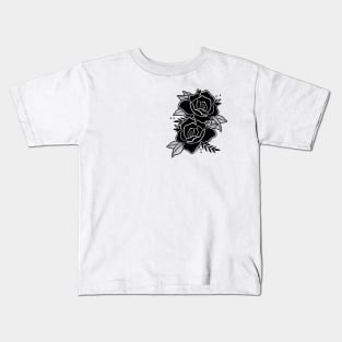 Black Traditional Roses Kids T-Shirt